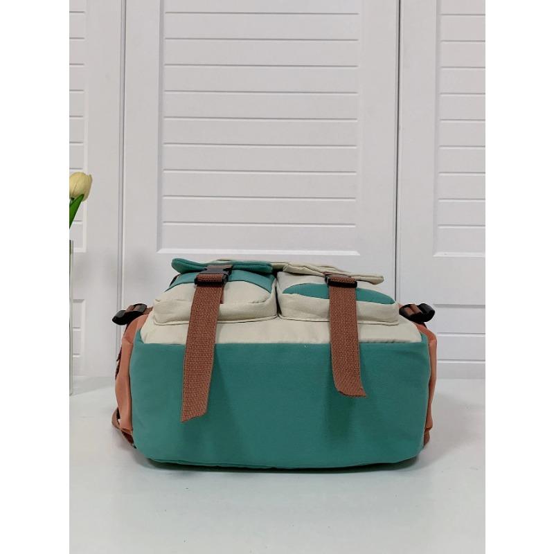 Lightweight Color Block Multi-pocket Casual Schoolbag Large Capacity Fashionable Classic Backpack for Teen Girls Boys Student