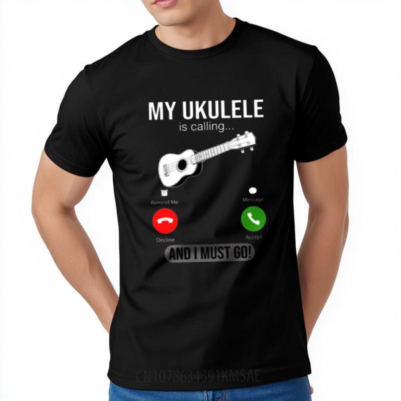 Comfortable Teeshirt Male Oneck Tshirt Fashion My Ukulele Is Calling And I Must Go Anime For Unisex Teeshirt Solid Color Tshirt