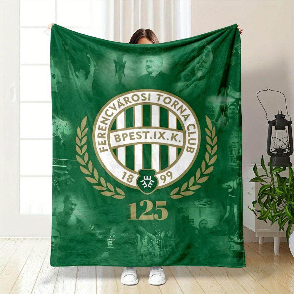 "Ferencvárosi Torna Club Logo Design" Patterned blanket, flannel, suitable for all seasons, home decor, warm and cozy