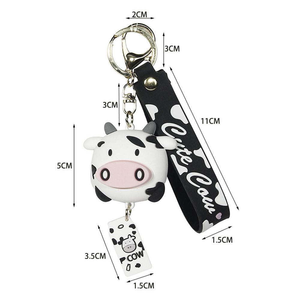 New Cute Car Key Cartoon Charm Bag Decoration Animal Keyrings Cow Keychains Silicone