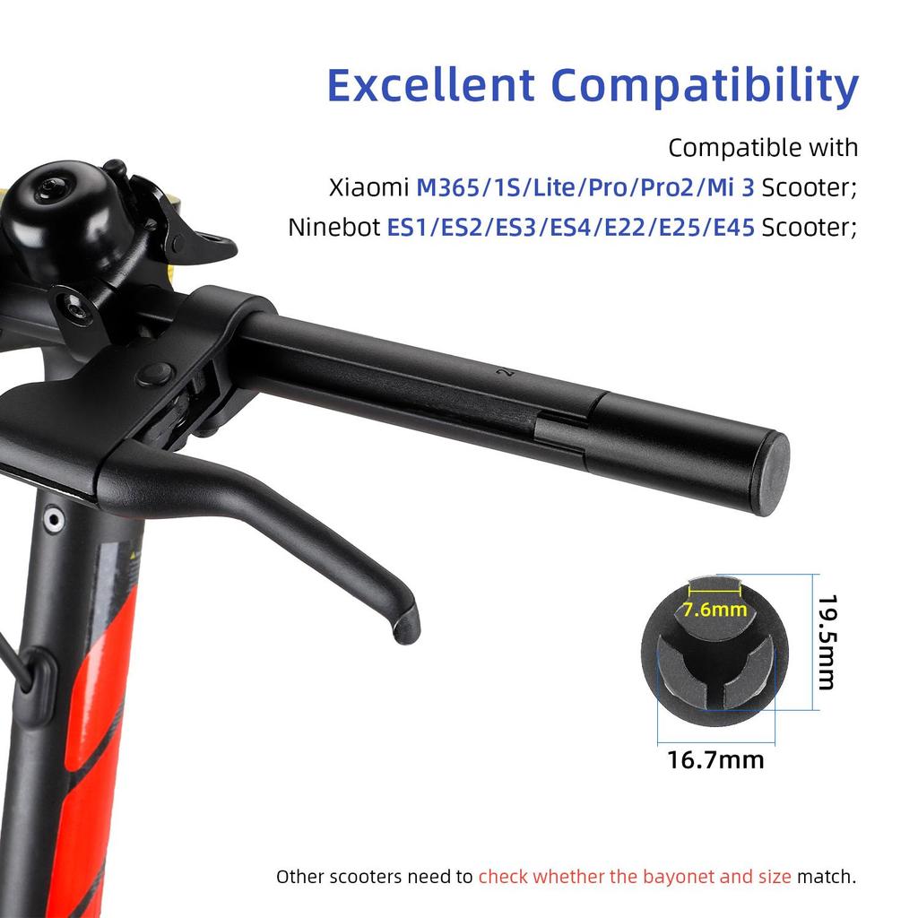 Black Ulip handlebar extender kit without light for Max G30 scooters