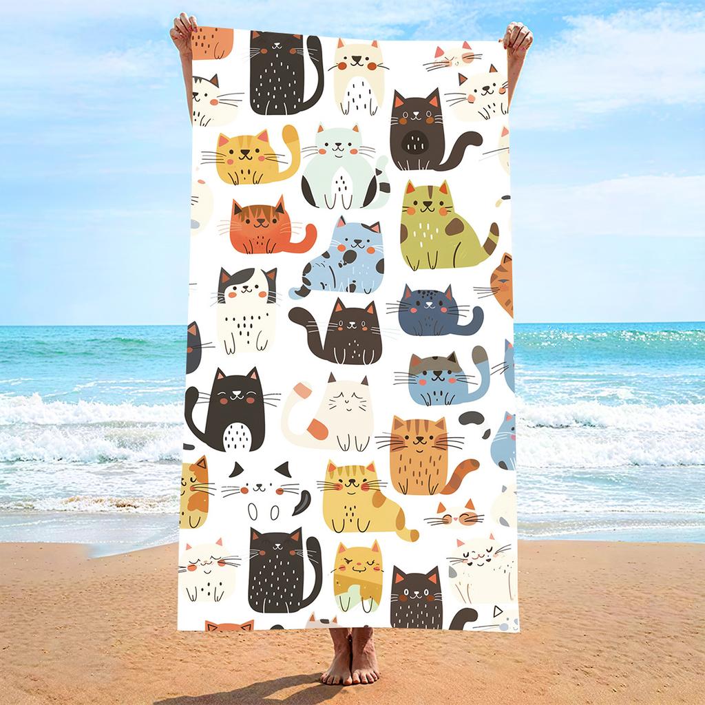 New, Double-sided Velvet Beach Towel Quick-drying Sports Towel Printed Bath Towel