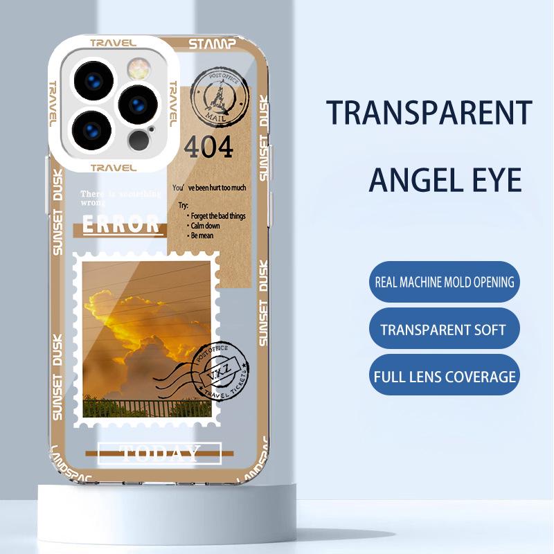 Apple 13/14 Прозрачный Ретро Иллюстрация и Apple 11 Literary Spliced XS Soft Shell Max Полное покрытие