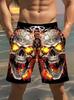 Модные Мужские Пляжные Шорты с Принтом Черепа 3D Графические Boardshorts Для Отпуска Уличная Мода Летние Повседневные Психоделические Шорты