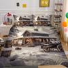 Christmas Snow Scene 3D Printed Polyester Pillowcase Quilt Cover Two Or Three Piece Set