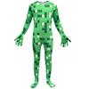 Minecraft Cosplay Costume Halloween Party Green Children'S One-Piece Bodysuit Glow-Up Head Set