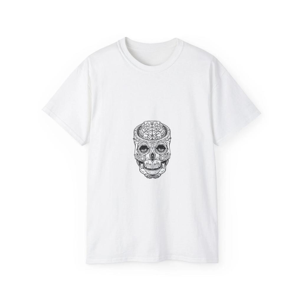Skull Crane Brain Hands Stars Universe | Custom Graphic T-Shirt