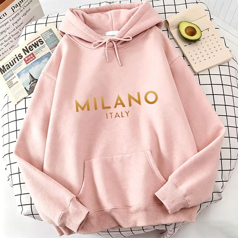Повседневные модные худи с принтом букв Milano Italia, повседневные худи, свитшоты, мужские, женские, топы, пуловеры, худи, свитшот