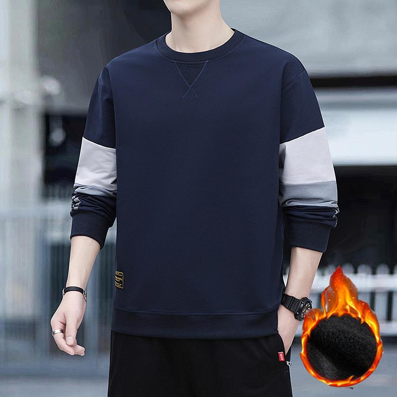 Hoodies with Round Neck Men's Round Neck Sweater Spring and Autumn Loose On Clothes Casual Bottoming Shirt Sports Sweater Men