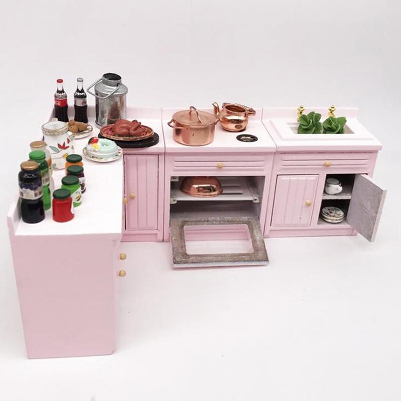 1:12 кукольных домиков, миниатюрная деревянная кухонная мебель, шкаф, аксессуары для кукольного домика