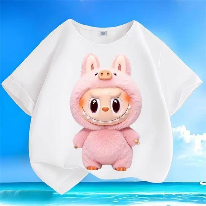 Labubu Cartoon 3d Printed Kids T Shirts Funny Boy Girls Short-Sleeved Top Casual Trend Child Clothing