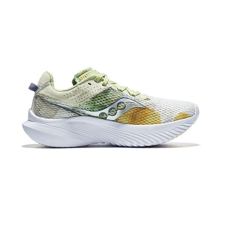 SAUCONY Kinvara 14 Удобная тканевая амортизация Легкие низкие кроссовки для тренировок на короткие дистанции Женские кроссовки Белый Светло-зеленый S10823-140