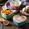 Французская миска для выпечки с крышкой, керамическая, персиковое сердце, креативная, приготовленная на пару яичница, бытовая любовь, маленькие миски для заварного крема, столовая посуда