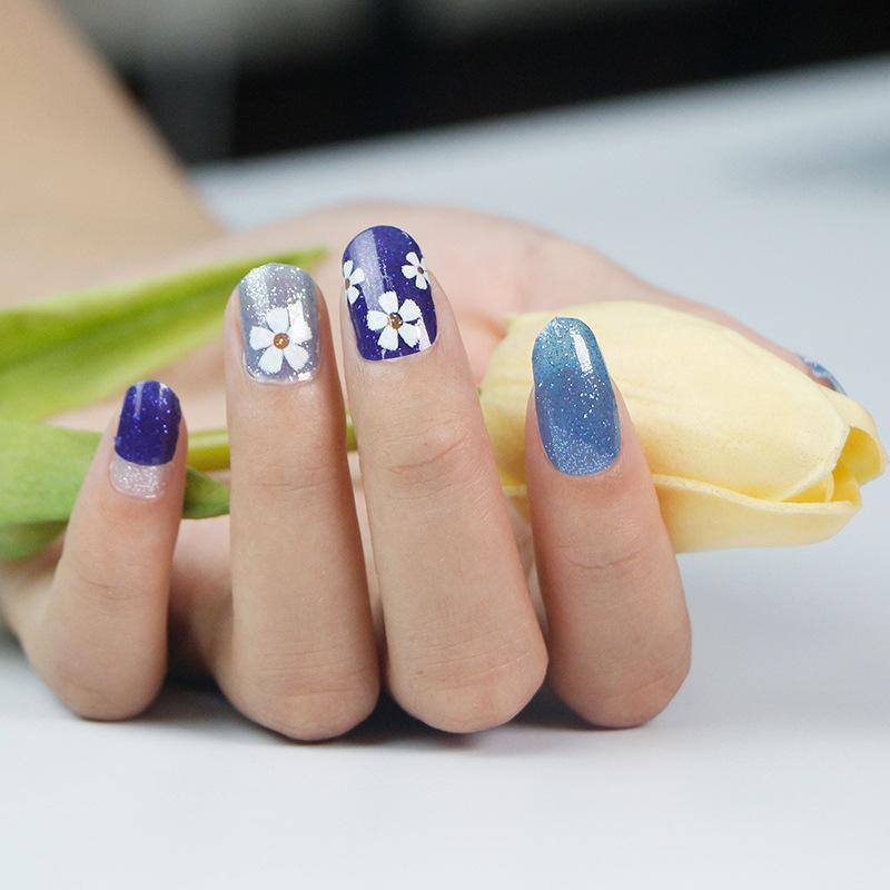 Наклейка для ногтей с градиентной маргариткой, полная наклейка, 3D-наклейка для дизайна ногтей, водонепроницаемая наклейка для ногтей, полная наклейка