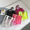 Square Transparent Handbag Candy Color PVC Tote Bag Casual Waterproof Shoulder Bag  Female