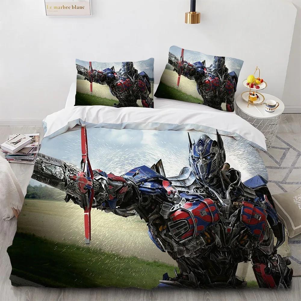 Popular Duvet CoverTransformers Theme , Microfibre Bedding Sets, with Zip Room Decor for Teenagers Adult Duvet Cover 3-Piece