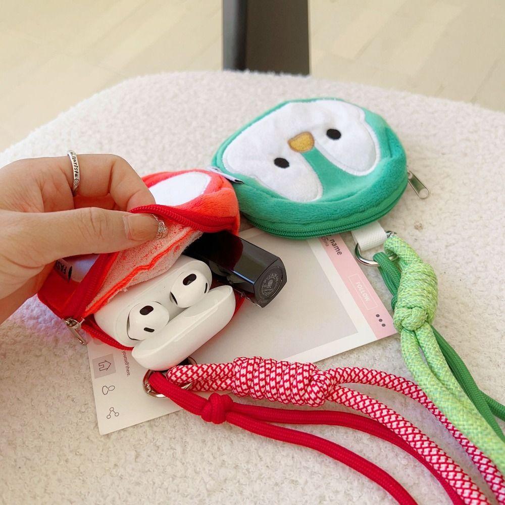 Cute Plush Penguin Coin Purse Colorful Hanging Rope Mini Storage Bag Small Makeup Bag  Students