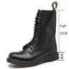 Fashion High Top Side Zipper High Ankle Boots Men Casual Footwear 14 Holes Punk Leather Fur Warm Stylish Men Motorcycle Boot Big Size 48