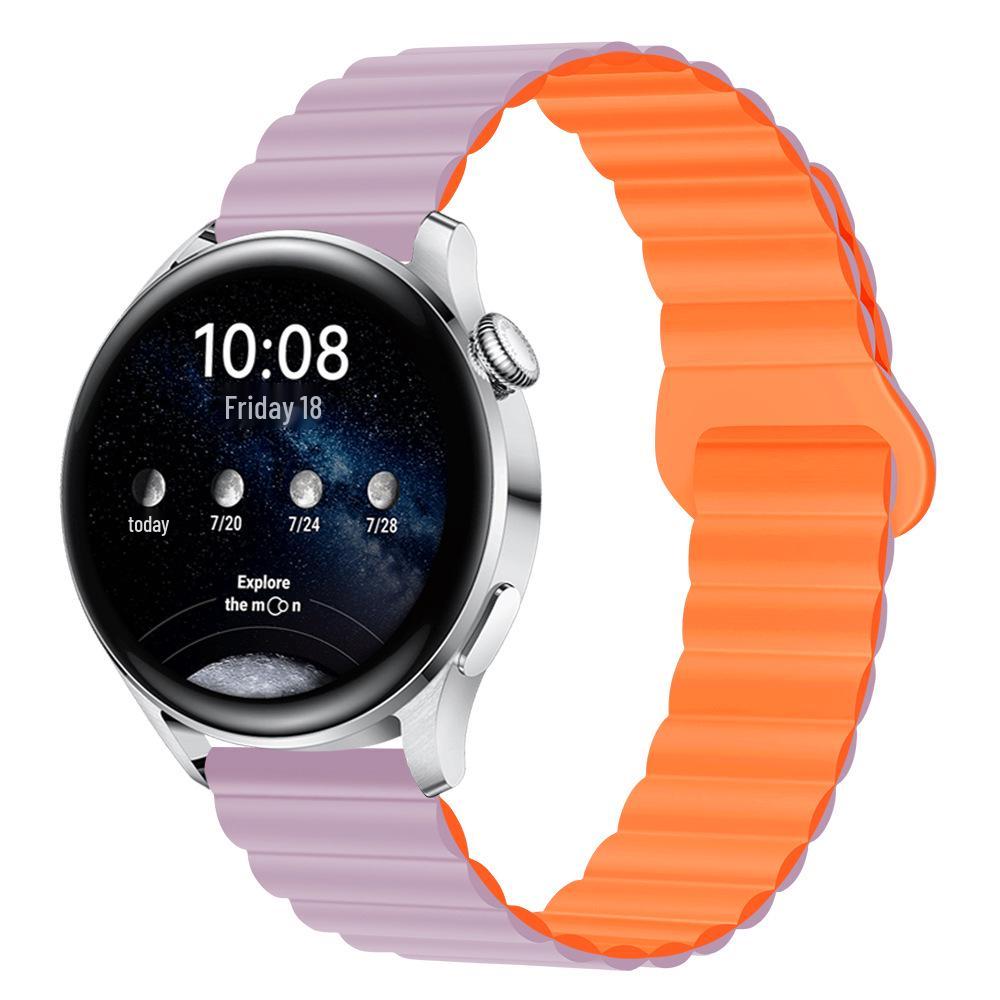 Двухцветный силиконовый магнитный ремешок для часов Huawei GT3/4/GT5 и Samsung Watch4 Pro (20 / 22мм)
