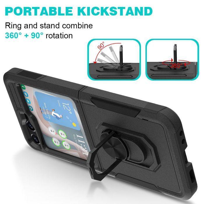 Coque de Protection - BOOLING - pour Samsung Galaxy Z Flip 7 FE - Rigide Antichoc - Noir - Support 360°