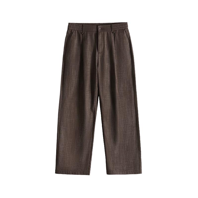 HAUT TON Men's Bamboo Weave Pleated Casual Trousers
