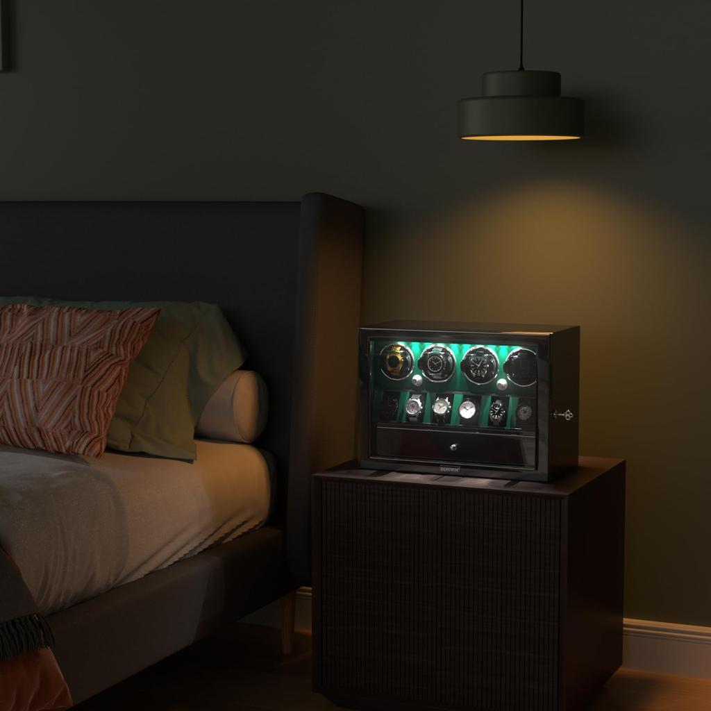 DUKWIN Подзаводной механизм для хранения 4 6 часов Автоматические часы Часы с японскими светодиодными часами Mabuchi Прочный механизм, + Часы, Подзаводной механизм, Подзаводной механизм, Корпус,