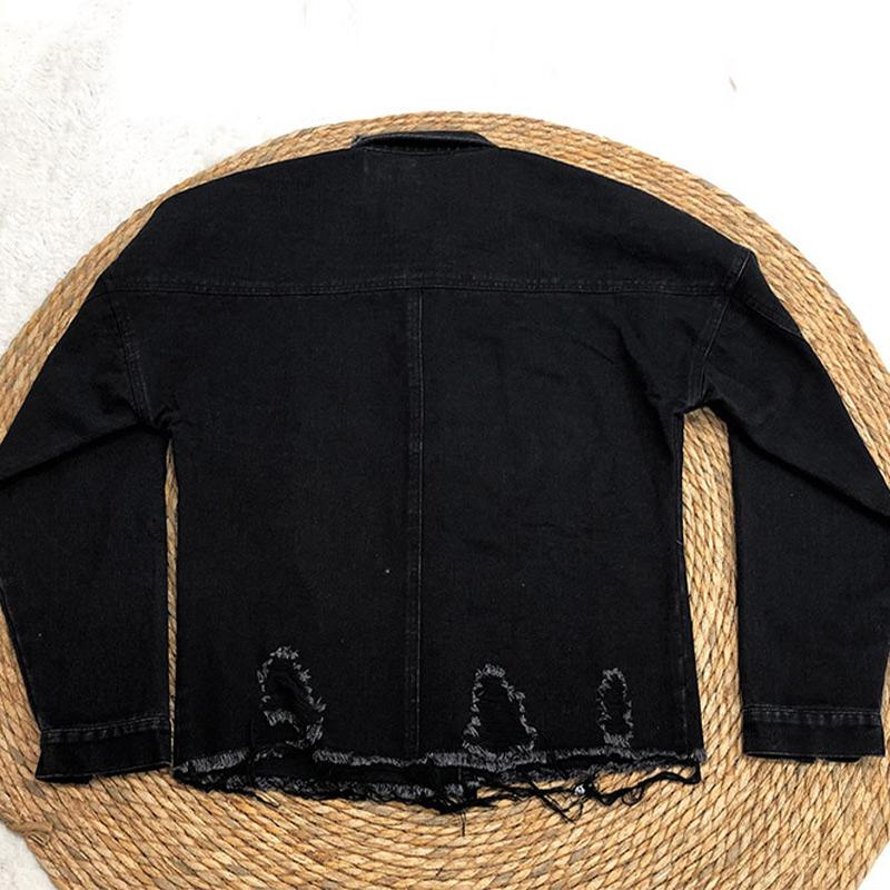 Женская джинсовая куртка Spring Hole Breaking средней длины, винтажная куртка с длинным рукавом