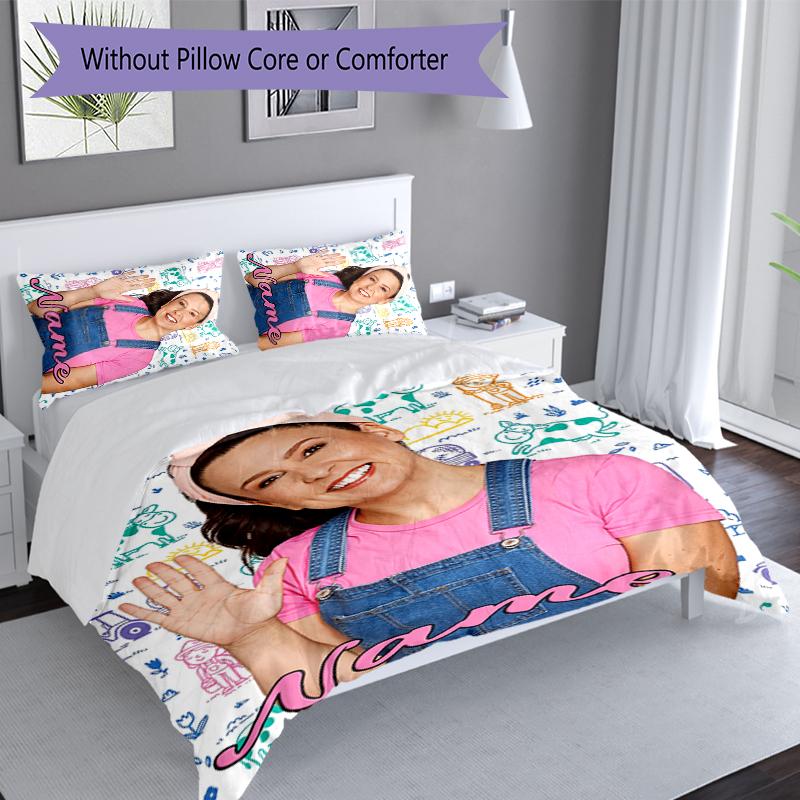 3pcs Custom Name Ms. Rachel Set,Includes 1 Duvet Cover and 2 Pillowcases,All-season Bedroom Decor