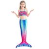 Girls Mermaid Themed 3-Piece Beach Swimsuit Set Toddlers Sweet Style Triangle Bikini 110-150cm