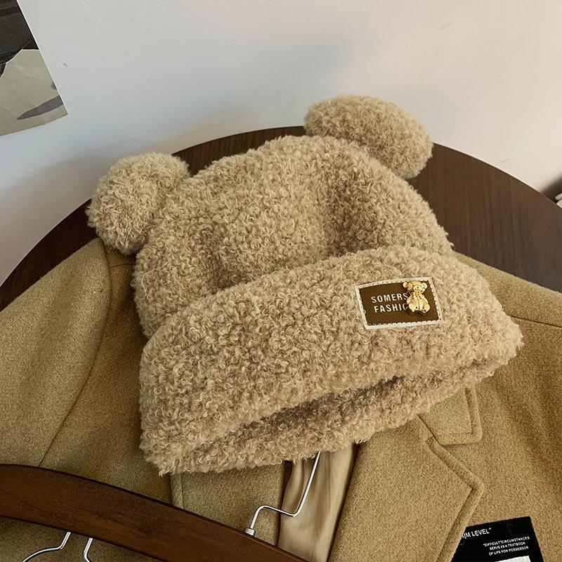 Winter Wool Striped Plush Warm Thickened Ear Protection Knitted Hat