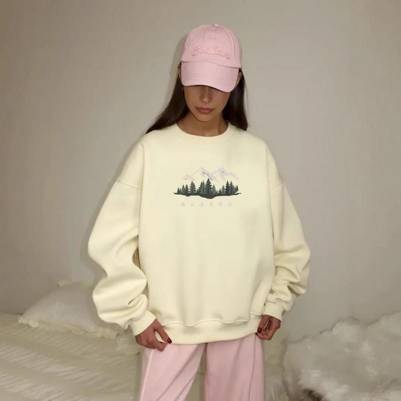 Oversize Fit Crewneck Sweatshirt Women Casual Street Style Loose Long Sleeve 2025