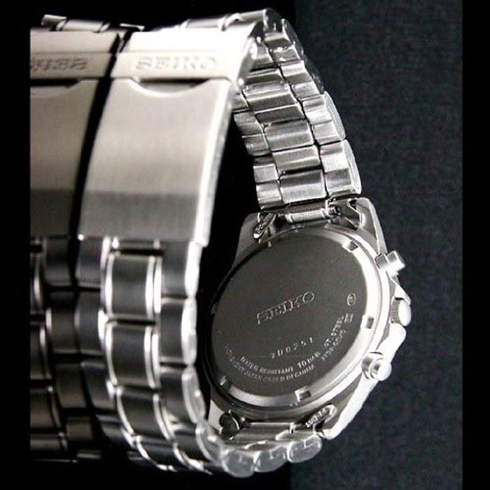 Seiko Часы-хронограф SND377P Темно-зеленые, Нержавеющая сталь Серебристые