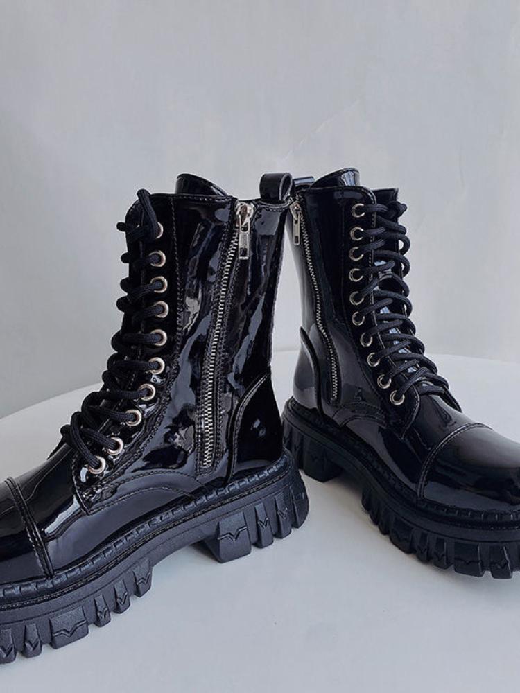 Короткие женские ботинки Combat Boots в стиле панк, водонепроницаемые женские ботинки на шнурках, байкерские ботинки New Rock In Y2k