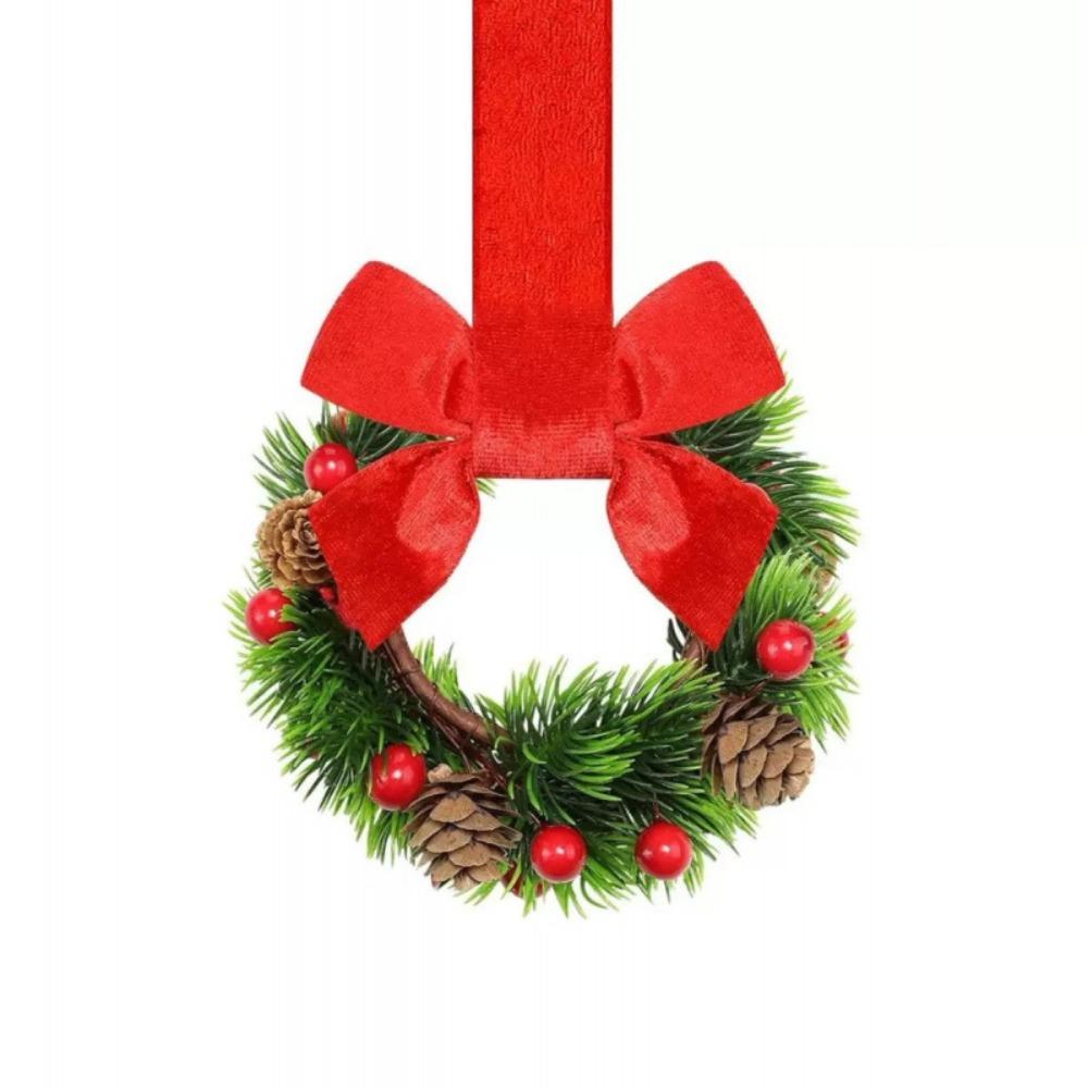 Realistic Berries Cabinet Ribbon Garland Vibrant Red Holiday Bow Ornament Living Room