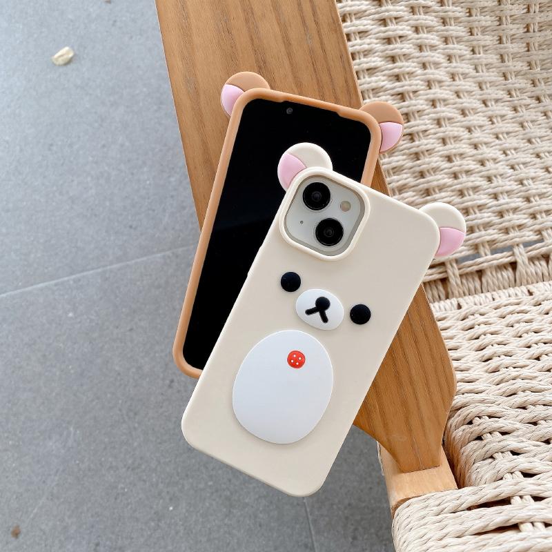 Роскошный однотонный чехол из мягкого силикона Rilakkuma с защитой от ударов для iPhone 16 Pro Max 14 11 12 13 15 Pro Max, бампер, задняя крышка