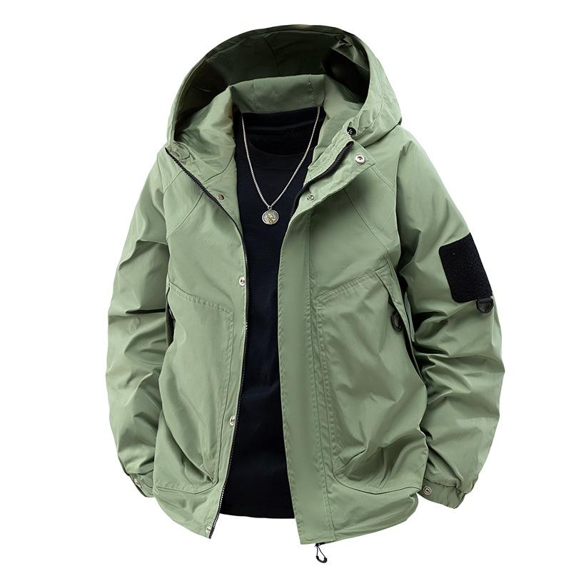 Solid Color Jacket Men's Spring and Autumn Loose Trend Sports Outdoor Waterproof Casual Hooded Jacket Jacket