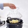1PC 304 Stainless Steel Frying Basket Household French Fries Fried Chicken Wings Telescopic Folding Round Filter Drain Basket Frying Basket