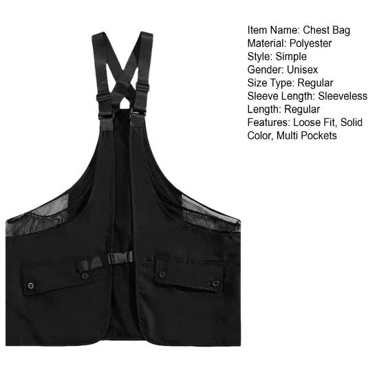 Летний жилет унисекс с регулируемыми лямками, дизайн с несколькими большими карманами, нагрудная сумка в стиле хип-хоп, большая вместительная сумка для хранения, жилет, нагрудная сумка, уличная одежда
