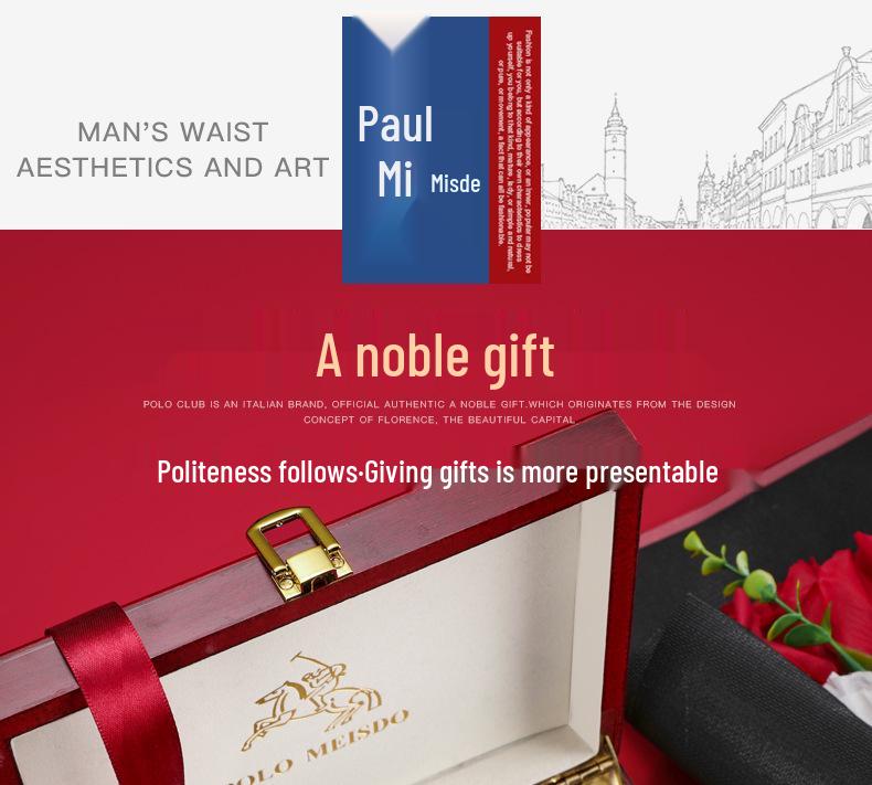 Мужской ремень Paul Messder из высококачественной натуральной кожи с автоматической пряжкой - верхний слой коровьей кожи.