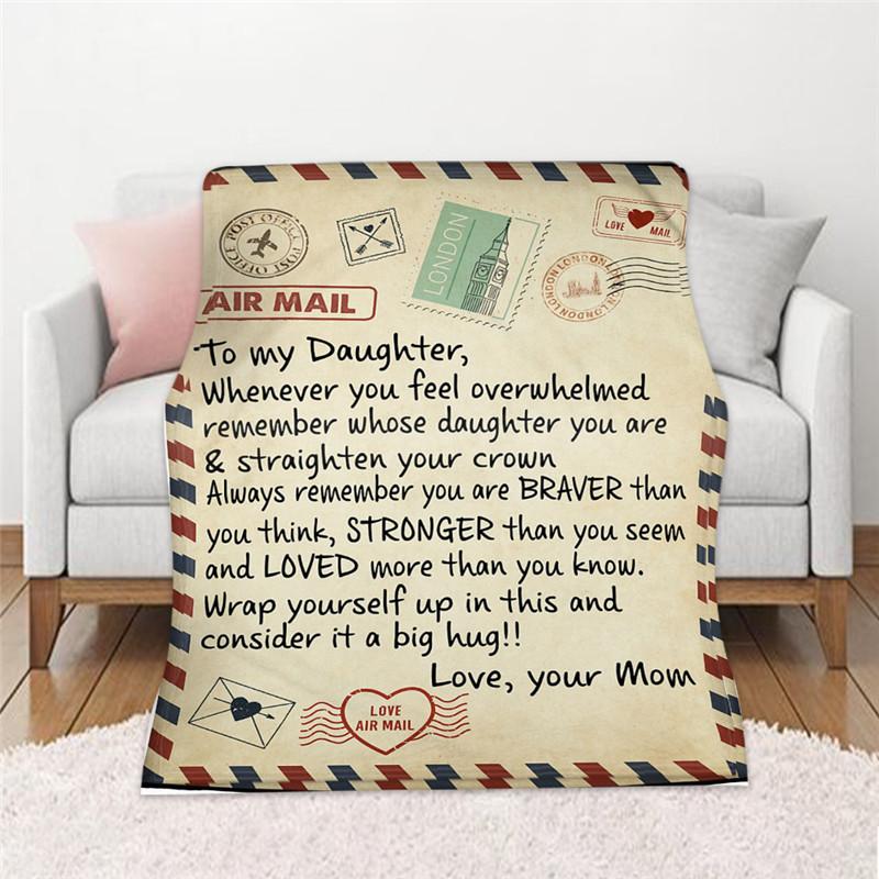 Letter To My Daughter Dad Mom Soft Plush Sofa Blanket Birthday Gifts Home Decor Bed Blankets