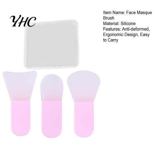 Face Clay Masque Brush 3Pcs/Set Ergonomic Design Short Handle Portable Silicone Non-deformable Foundation Cream Mud Applicator Travel Use Spa