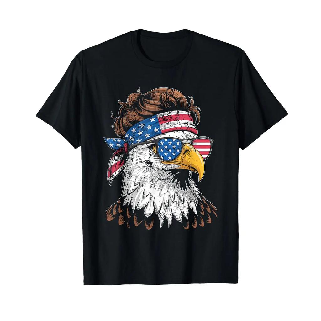Bald Eagle th Of July Patriotic American Flag US T Shirt vintage Washed Slightly homme Unisex Breathable graphic