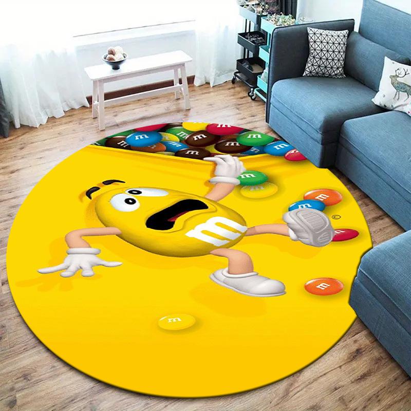 Круглый ковер M&M's, Ковер для гостиной, спальни, дивана, игровой комнаты, Декор, Нескользящий коврик для пола