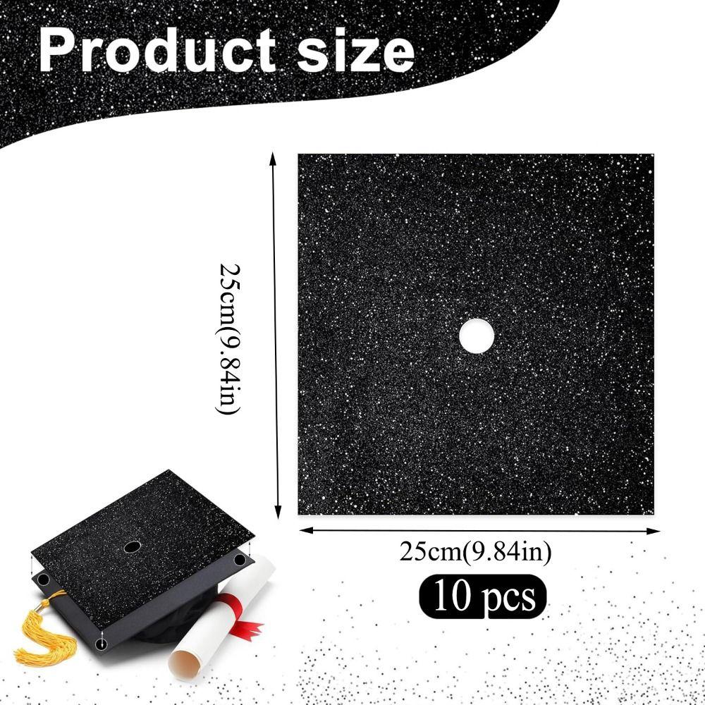 10 Sheets Creative Grad Cap Decorations DIY Glitter Foam Paper  University