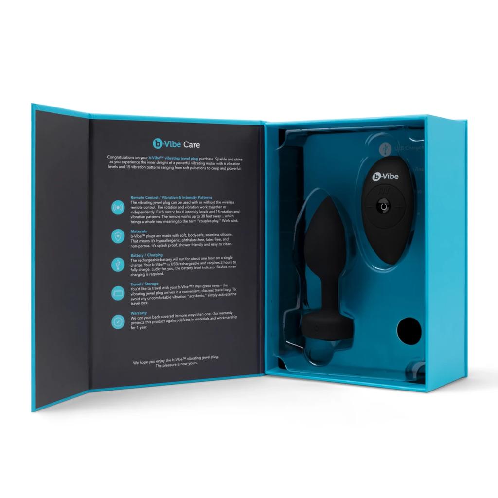 Remote Controlled Anal Plug - B-Vibe Vibrating Jewel Plug M/L Black Diamond