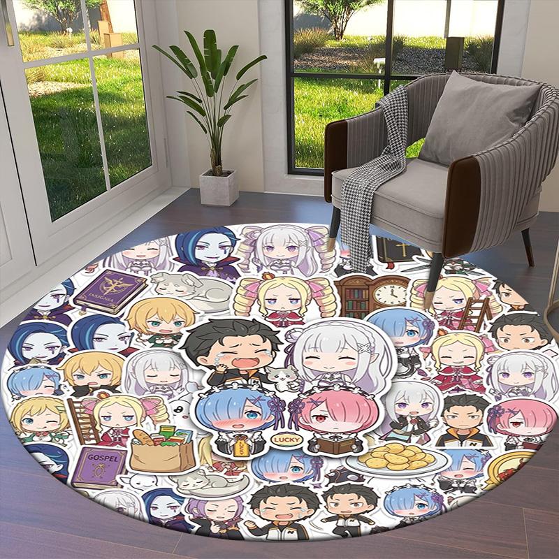 Re Zero Круглый ковер Ковер для гостиной спальни дивана игровой комнаты Декор Нескользящий коврик для пола