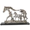 Good Luck Resin Horse Statue with Baby Animal On Wooden Base | Antique Finish | Feng Shui | Vastu | Gifts | Home | Office Table Decor |