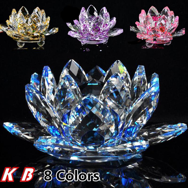 Lotus Crystal Glass Figure Paperweight Ornament Feng Shui Decor Collection - Good Luck Arrangements