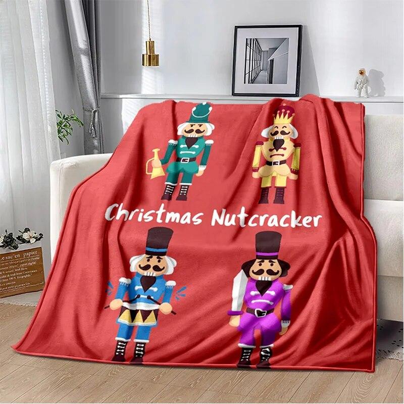 Мягкое плюшевое одеяло с 3D Щелкунчиком, рождественской елкой, фланелевое одеяло, одеяло для гостиной, спальни, кровати, дивана, чехол для пикника, детское одеяло