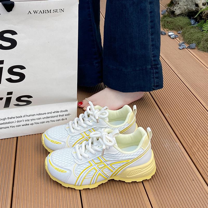 2025 осень новые универсальные кроссовки на толстой подошве с увеличением роста, женская обувь для активного отдыха и хайкинга, сетчатые вентилируемые спортивные кроссовки для девочек